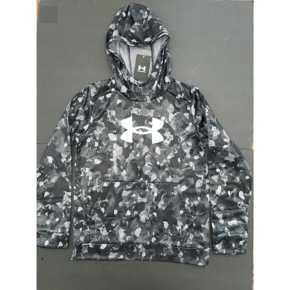 NWT Boys Under Armour Big Logo Black & Gray Camo Youth Large~$45 - Picture 1 of 6